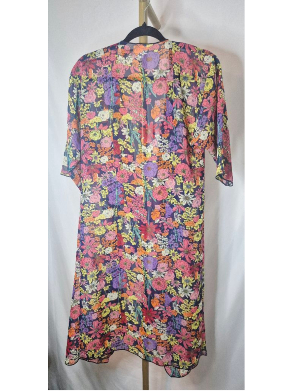 Women's LuLaRoe Purple Multicolor Floral Kimono Shrug Sz S - Picture 2 of 4